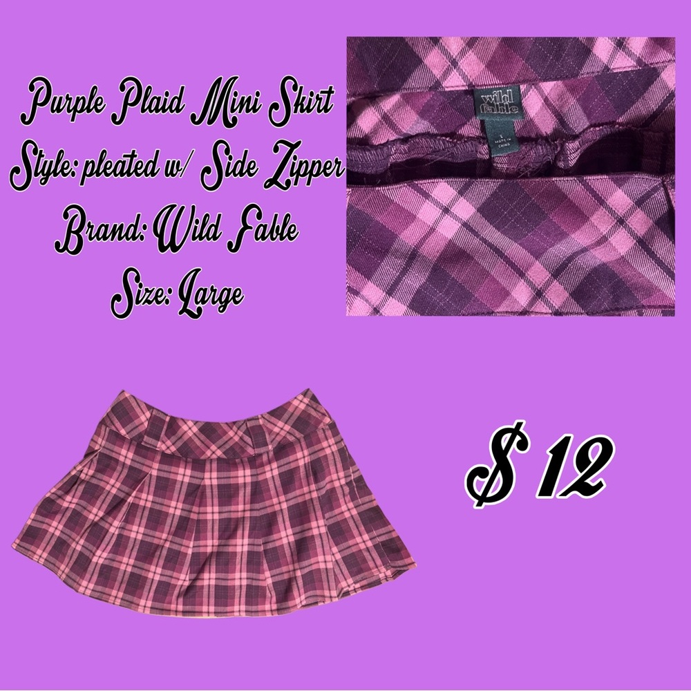 Wild Fable Pink and Black Plaid Mini Skirt